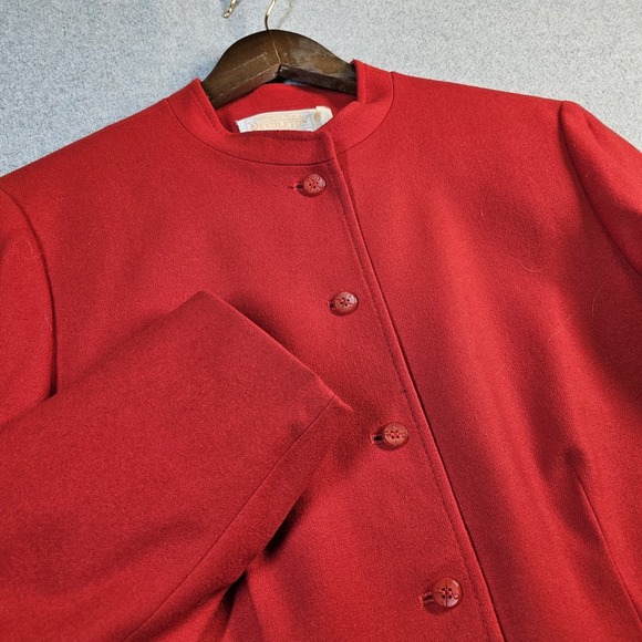 Pendleton VTG Cropped‎ Blazer Made USA Red 100% Wool (Size Tag Faded. See Desc) - Picture 4 of 12